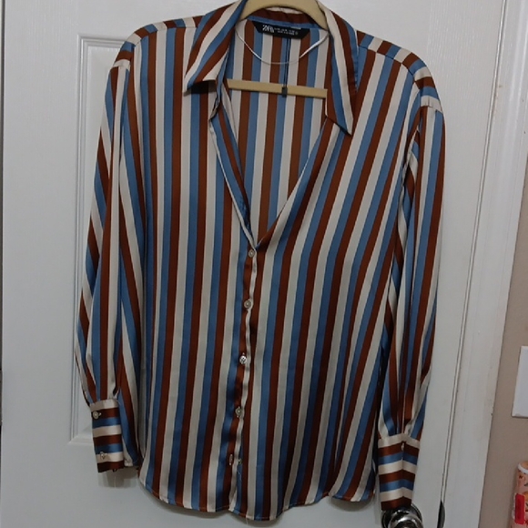 Zara Tops - Women's Zara Multicolor Striped Casual Shirt